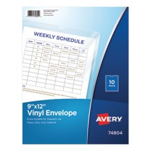 Top-Load Clear Vinyl Envelopes w/Thumb Notch, 9 x 12, Clear, 10/Pack
