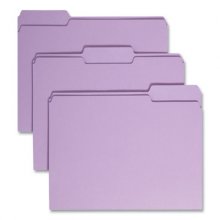 Colored File Folders, 1/3-Cut Tabs: Assorted, Letter Size, 0.75" Expansion, Lavender, 100/Box