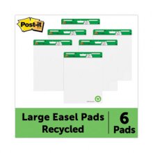 Vertical-Orientation Self-Stick Easel Pad Value Pack, Unruled, Green Headband, 30 White 25 x 30 Sheets, 6/Carton