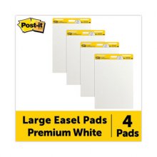 Vertical-Orientation Self-Stick Easel Pad Value Pack, Unruled, 30 White 25 x 30 Sheets, 4/Carton